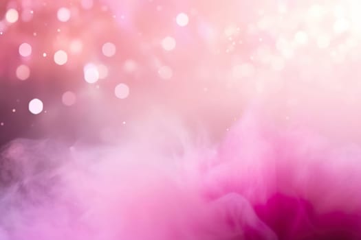 Mystical pink smoke with bokeh lights, blending into a deep purple background for a magical feel. Backdrop for advertising text, event invitations, meditation apps, spa marketing. Generative AI