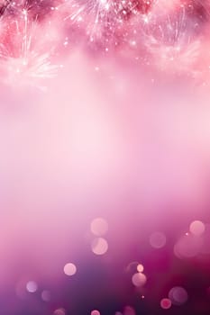 Enchanting pink fireworks and sparkling bokeh on a soft purple gradient, perfect for celebrations and festive designs. Copy space. Merry Xmas, Happy New Year. Festive vertical backdrop. Generative AI