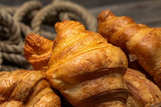 Delicious, fresh croissants. French breakfast concept