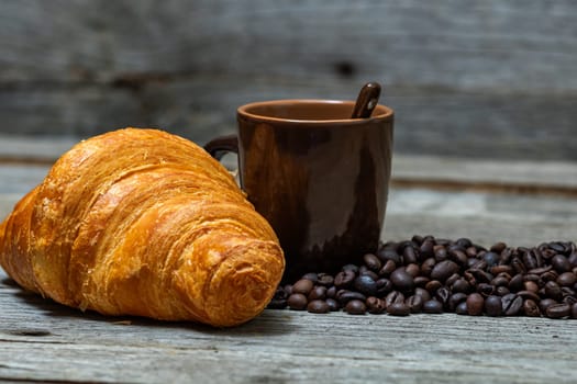 Delicious, fresh croissants. French breakfast concept