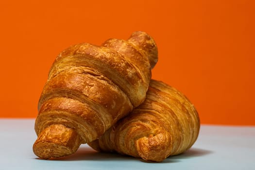 Delicious, fresh croissants. French breakfast concept