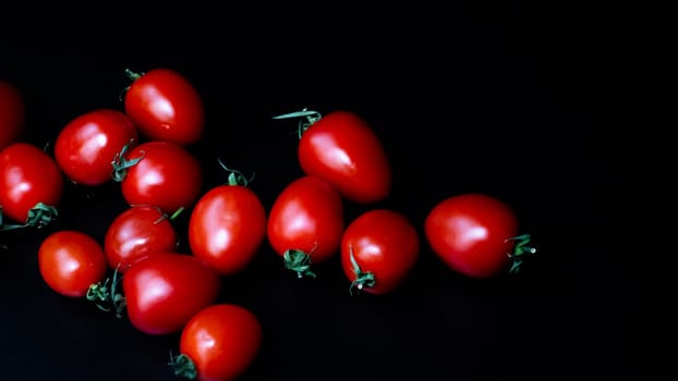 Selective focus on ripe delicious cherry tomatoes, close up