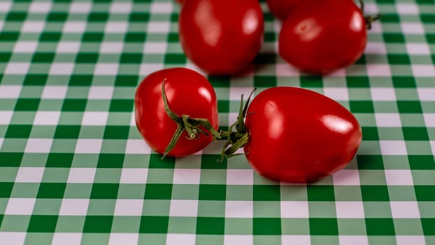 Selective focus on ripe delicious cherry tomatoes, close up