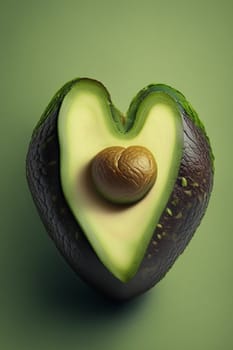 open heart shaped avocado on solid gradient background generartive ai art