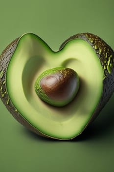 open heart shaped avocado on solid gradient background generartive ai art