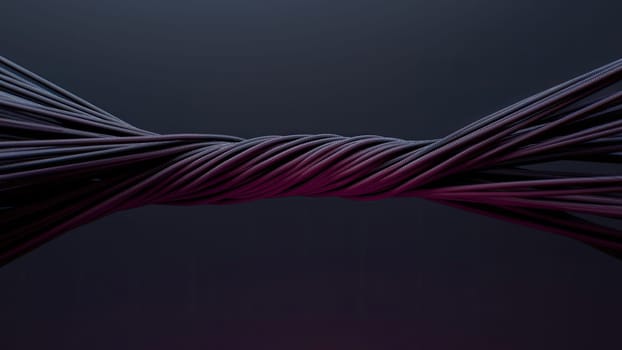3d render Intertwined black wires on a dark background in 4k