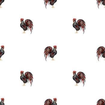 seamless pattern of roosters. bright rooster pattern in rustic style for printing on textiles, wrapping paper, pajamas, home textiles