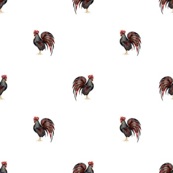 seamless pattern of roosters. bright rooster pattern in rustic style for printing on textiles, wrapping paper, pajamas, home textiles