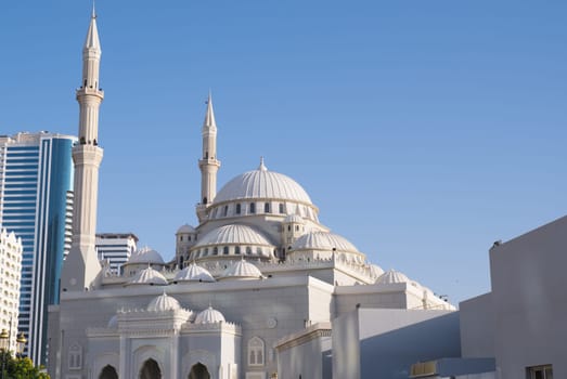 The al Noor mosque in Sharjah near Khalid lake.UAE.