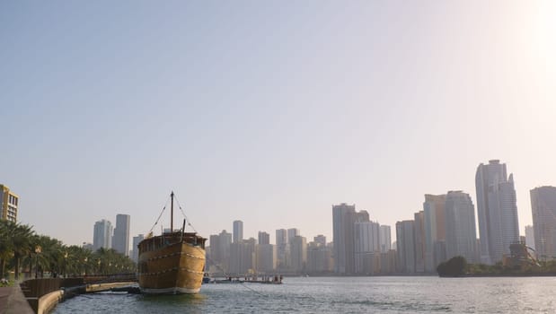 Fishing Boat docked in Al Khan, Sharjah, United Arab Emirates