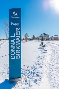 Donna L. Birkmaier Park is located in the Briarwood neighborhood of Saskatoon.
