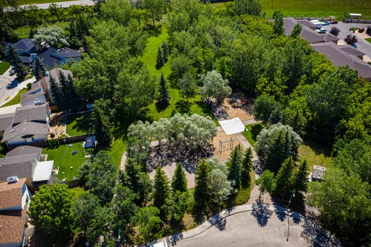 Aerial view of the Meadowlark Park located in the Adelaide Churchill neighborhood of Saskatoon.