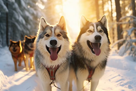 A group of enthusiastic sled dogs pull the sled across the gorgeous snow-covered landscape, creating an exhilarating and impressive experience for adventurers looking for an unforgettable thrill.