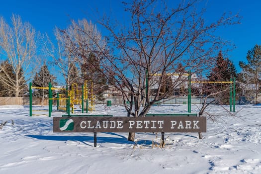 Claude Petit Park is located in the Dundonald neighborhood of Saskatoon.