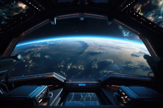 Gorgeous and awe-inspiring view of Earth from a spaceship traveling through the cosmos, showcasing the planet's stunning curvature and vivid blue oceans.