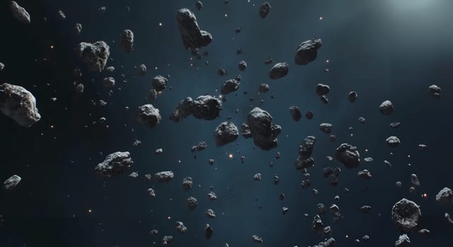 asteroids flying in space in 4k