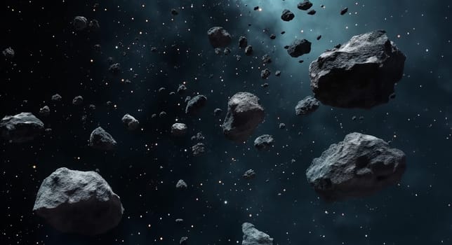 asteroids flying in space in 4k