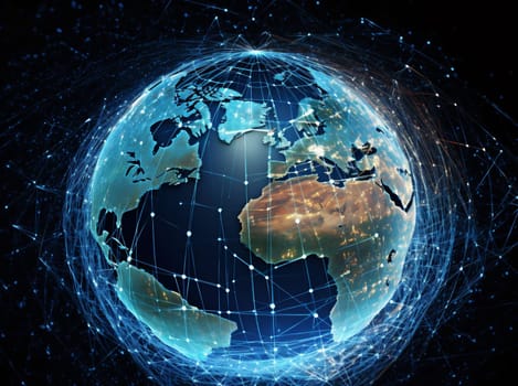 internet cyberspace connection world globe earth travel orbit universe technology global background city network map planet astronaut european space atmosphere. Generative AI.