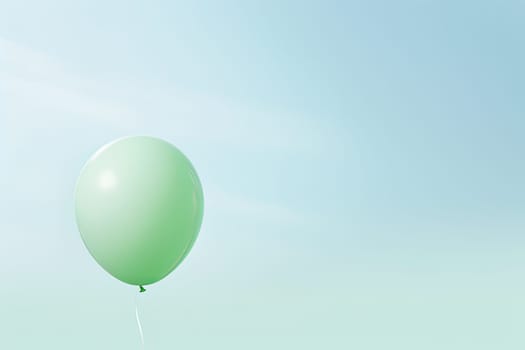 A Majestic Green Balloon Soaring High in the Vast Blue Sky Created With Generative AI Technology