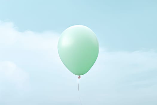 A Joyful Journey: The Serene Flight of a Vibrant Green Balloon Among the Clouds Created With Generative AI Technology