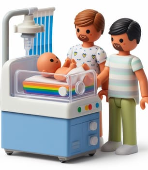 illustration depicting medical staff people at the hospital take care of newborn baby ai generated