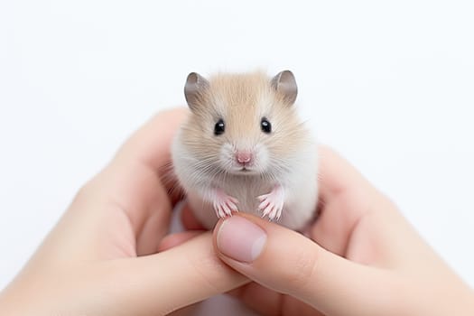 The Joyful Connection: A Person Embracing the Delicate Bond with a Small Hamster Created With Generative AI Technology