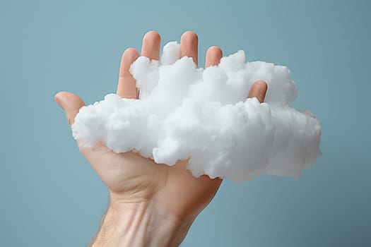 The Graceful Gesture of a Hand Holding a Floating Cotton Ball Created With Generative AI Technology