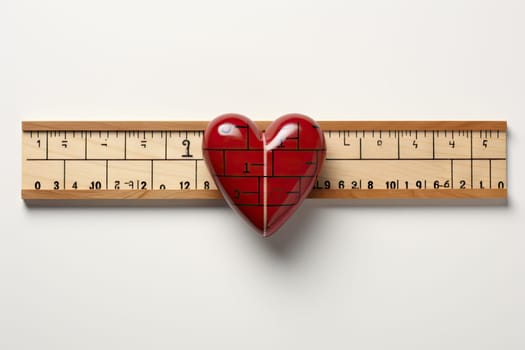 A Wooden Ruler with a Heart-Shaped Accent, Perfect for Measuring Love and Precision
