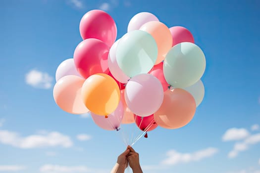 A Joyful Celebration: A Person Holding Colorful Balloons, Filled with Happiness and Excitement Created With Generative AI Technology
