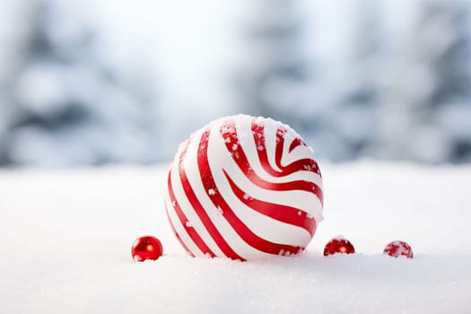 A Playful Winter Wonderland: Red, White, and Stripes Galore on a Snowy Day Created With Generative AI Technology