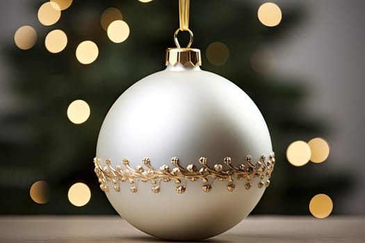A Shimmering Snowflake Ornament Dangling from a Festive Christmas Tree Created With Generative AI Technology