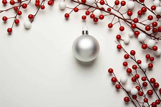 A Festive Holiday Ornament Hanging from a Rustic Twig Branch Created With Generative AI Technology