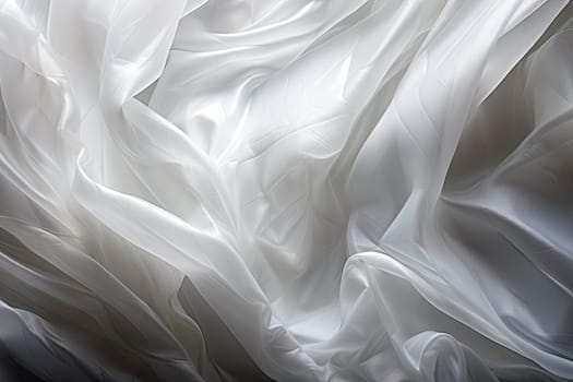 A Serene Monochrome Capture of a Billowing, White Cloth Floating in Stillness