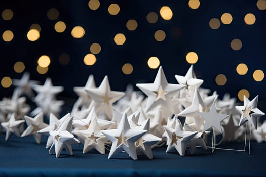 A Celestial Gathering: White Stars Illuminating a Tabletop Oasis Created With Generative AI Technology
