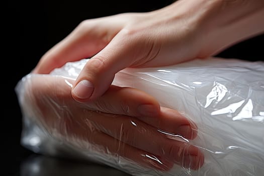 Protective Plastic Wrap Keeps Hand Safe and Sterile Created With Generative AI Technology