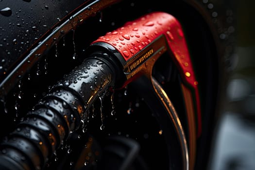 A Sparkling Connection: Exploring the Intricacies of a Wet Car Tire Created With Generative AI Technology