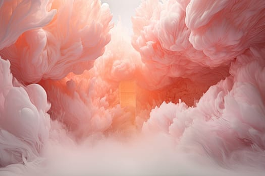Pink and White Clouds Painting With Serene, Dreamy, and Ethereal Atmosphere Created With Generative AI Technology