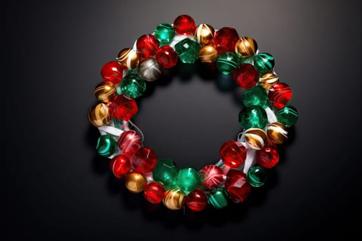 A Shimmering Holiday Wreath Made of Glass Beads Created With Generative AI Technology