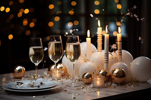 A Table Overflowing with an Abundance of Sparkling Wine Glasses