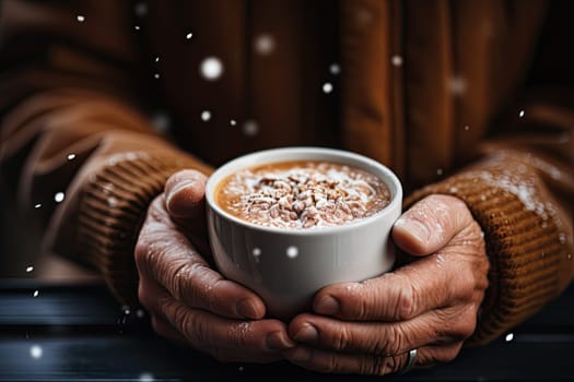 The Serene Morning Ritual: A Person Gently Holding a Warm Cup of Coffee Created With Generative AI Technology