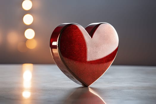 The Symbol of Love: A Red and White Heart Adorning a Tabletop