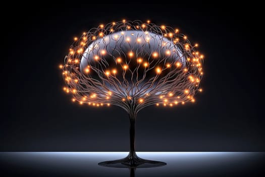 A Radiant Glow Amidst the Shadows: The Illuminated Tree in the Enigmatic Space Created With Generative AI Technology