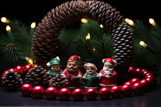 A Festive Gathering of Christmas Figurines Celebrating the Holiday Season Created With Generative AI Technology