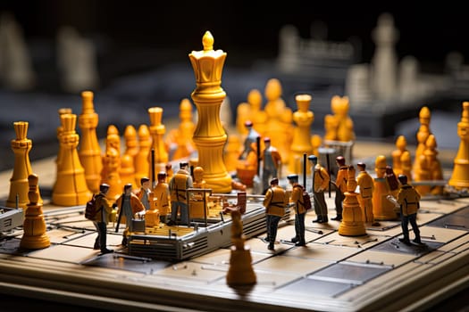 A Strategic Battle on the Checkered Battlefield: Chess Pieces Engage in an Epic Clash