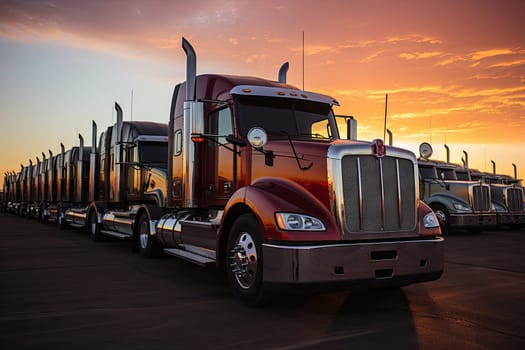 A Majestic Semi Truck Parked in a Vast Parking Lot with Precision and Power Created With Generative AI Technology