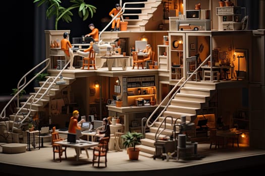 A Miniature Doll House with a Beautifully Crafted Staircase Created With Generative AI Technology