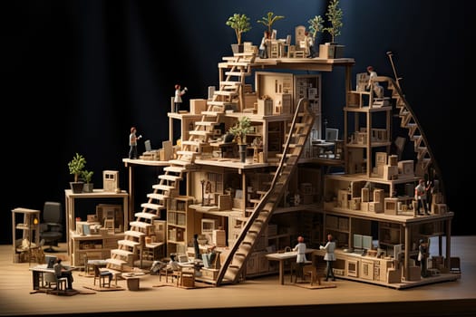 A Beautiful Wooden Model House with Intricate Details and Exquisite Craftsmanship Created With Generative AI Technology