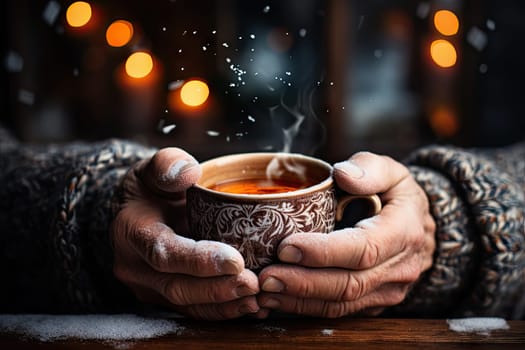 A Serene Moment: Enjoying a Warm Cup of Tea on a Cozy Afternoon Created With Generative AI Technology