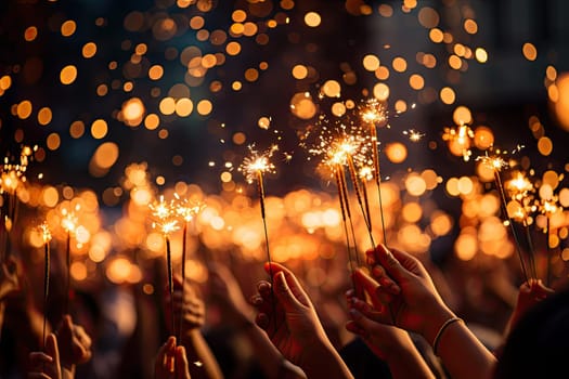 A Glittering Celebration: A Group of People Delighting in Sparklers