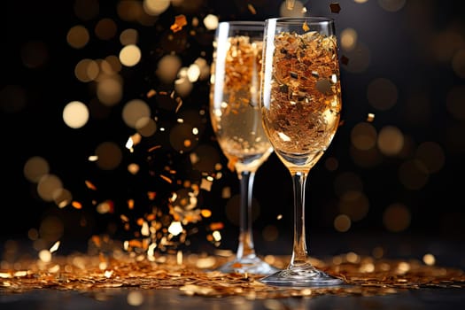 Elegant Celebration: Two Champagne Glasses Toasting Happiness and Romance